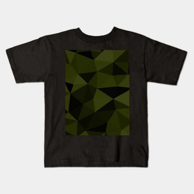 Dark army green black geometric mesh pattern cool geometry shapes Kids T-Shirt by PLdesign